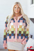 Textured Checkerboard Knit Button Front Cardigan