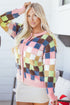 Textured Checkerboard Knit Button Front Cardigan
