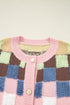 Textured Checkerboard Knit Button Front Cardigan