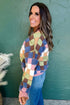Textured Checkerboard Knit Button Front Cardigan
