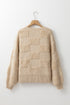 Textured Checkerboard Knit Crew Neck Sweater