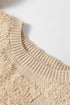 Textured Checkerboard Knit Crew Neck Sweater