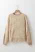Textured Checkerboard Knit Crew Neck Sweater