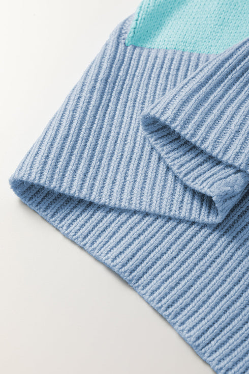 Textured Checkerboard Short Sleeve Crew Neck Knit Sweater