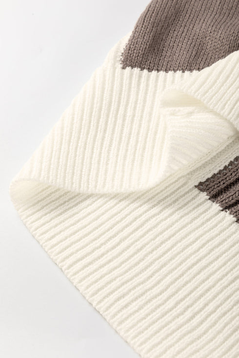 Textured Checkerboard Short Sleeve Crew Neck Knit Sweater