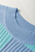 Textured Checkerboard Short Sleeve Crew Neck Knit Sweater
