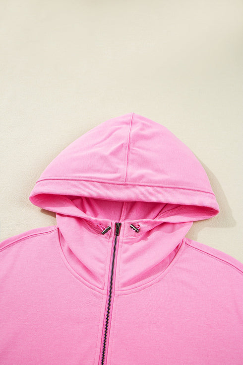 Textured Checkerboard Sleeve Half Zip Hooded Sweatshirt