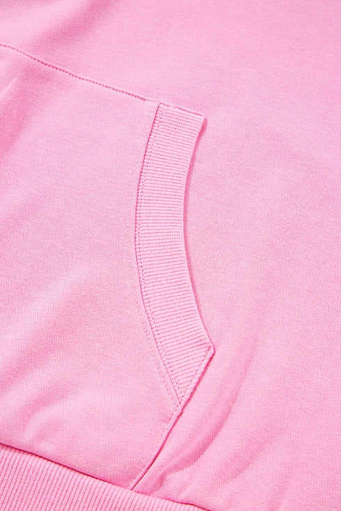 Textured Checkerboard Sleeve Half Zip Hooded Sweatshirt