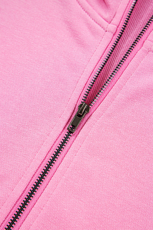 Textured Checkerboard Sleeve Half Zip Hooded Sweatshirt