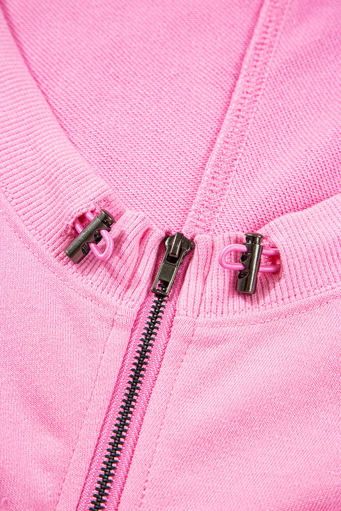 Textured Checkerboard Sleeve Half Zip Hooded Sweatshirt