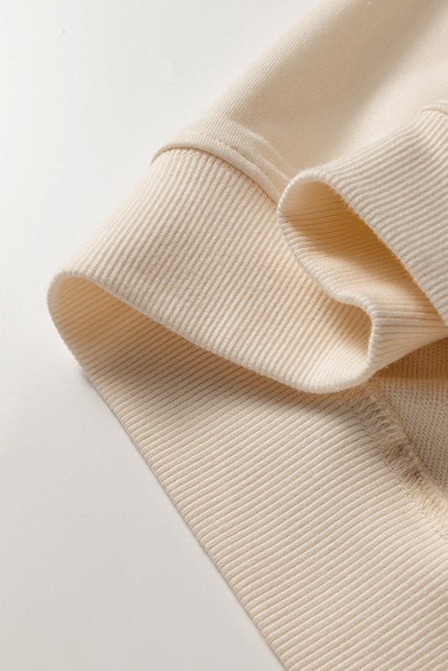 Textured Checkerboard Sleeve Half Zip Hooded Sweatshirt