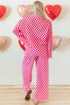 Textured Checkered Button Down Wide Leg Pajama Set