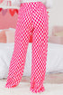 Textured Checkered Button Down Wide Leg Pajama Set