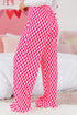 Textured Checkered Button Down Wide Leg Pajama Set