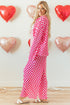 Textured Checkered Button Down Wide Leg Pajama Set