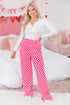 Textured Checkered Button Down Wide Leg Pajama Set