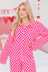 Textured Checkered Button Down Wide Leg Pajama Set