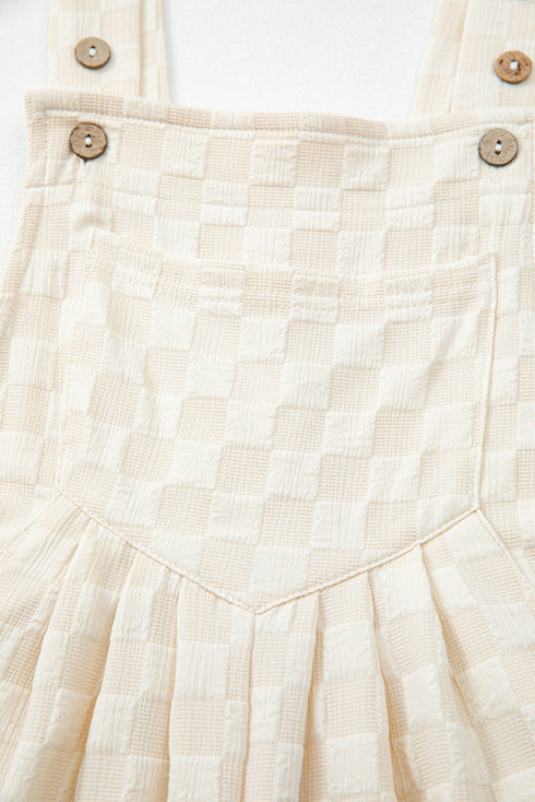 Textured Checkered High Waist Wide Leg Overall Jumpsuit