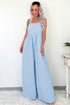 Textured Checkered High Waist Wide Leg Overall Jumpsuit