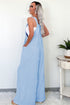 Textured Checkered High Waist Wide Leg Overall Jumpsuit