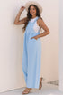 Textured Checkered High Waist Wide Leg Overall Jumpsuit