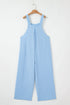 Textured Checkered High Waist Wide Leg Overall Jumpsuit