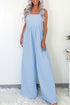 Textured Checkered High Waist Wide Leg Overall Jumpsuit
