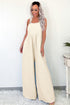 Textured Checkered High Waist Wide Leg Overall Jumpsuit