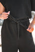 Textured Checkered Mesh One Shoulder Wide Leg Jumpsuit