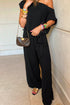 Textured Checkered Mesh One Shoulder Wide Leg Jumpsuit