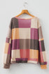 Textured Checkered Print Relaxed Fit Long Sleeve Knit Top