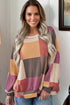 Textured Checkered Print Relaxed Fit Long Sleeve Knit Top