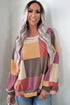 Textured Checkered Print Relaxed Fit Long Sleeve Knit Top
