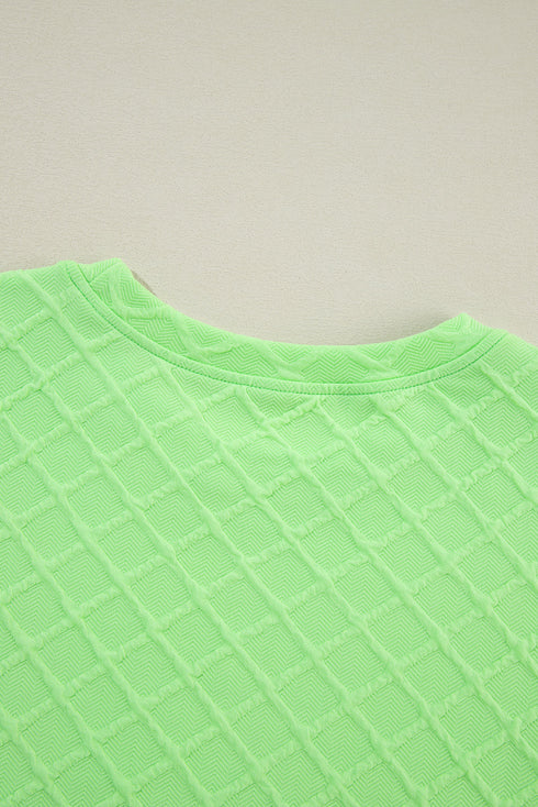 Textured Checkered Tee And Drawstring Short Sets
