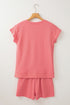 Textured Checkered Tee And Drawstring Short Sets