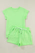 Textured Checkered Tee And Drawstring Short Sets