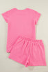 Textured Checkered Tee And Drawstring Short Sets