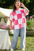 Textured Checkered Waffle Knit Round Neck T Shirt