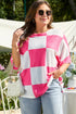 Textured Checkered Waffle Knit Round Neck T Shirt