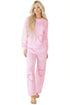 Textured Chenille Heart Print Wide Leg Pant Set
