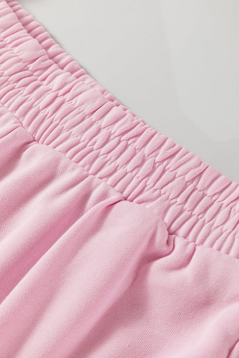 Textured Chenille Heart Print Wide Leg Pant Set