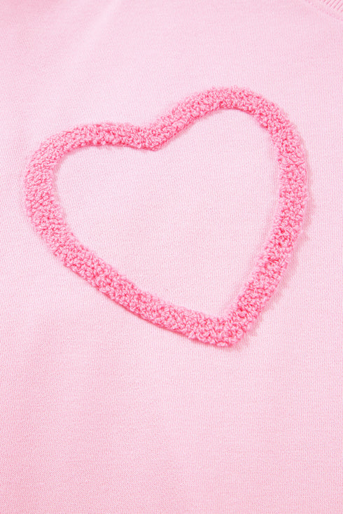 Textured Chenille Heart Print Wide Leg Pant Set