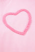 Textured Chenille Heart Print Wide Leg Pant Set