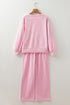 Textured Chenille Heart Print Wide Leg Pant Set