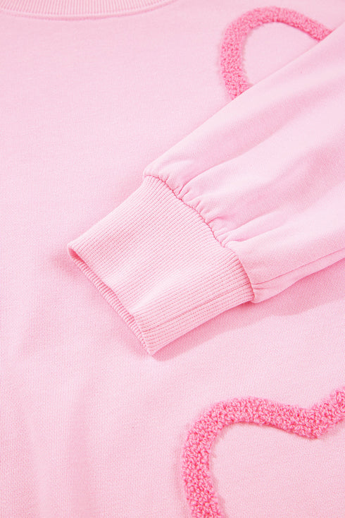 Textured Chenille Heart Print Wide Leg Pant Set