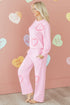 Textured Chenille Heart Print Wide Leg Pant Set