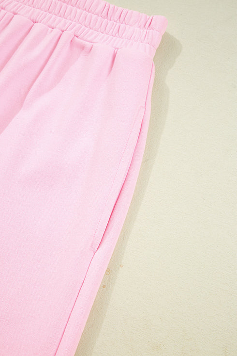 Textured Chenille Heart Print Wide Leg Pant Set