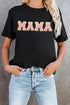 Textured Chenille Mama Letter Graphic Short Sleeve Tee