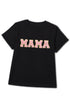 Textured Chenille Mama Letter Graphic Short Sleeve Tee