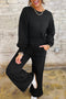 Textured Chest Pocket Long Sleeve Wide Leg Pant Sets